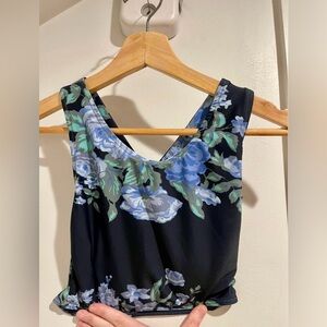 Albion Blue Floral two piece swimsuit: top XS bottom S